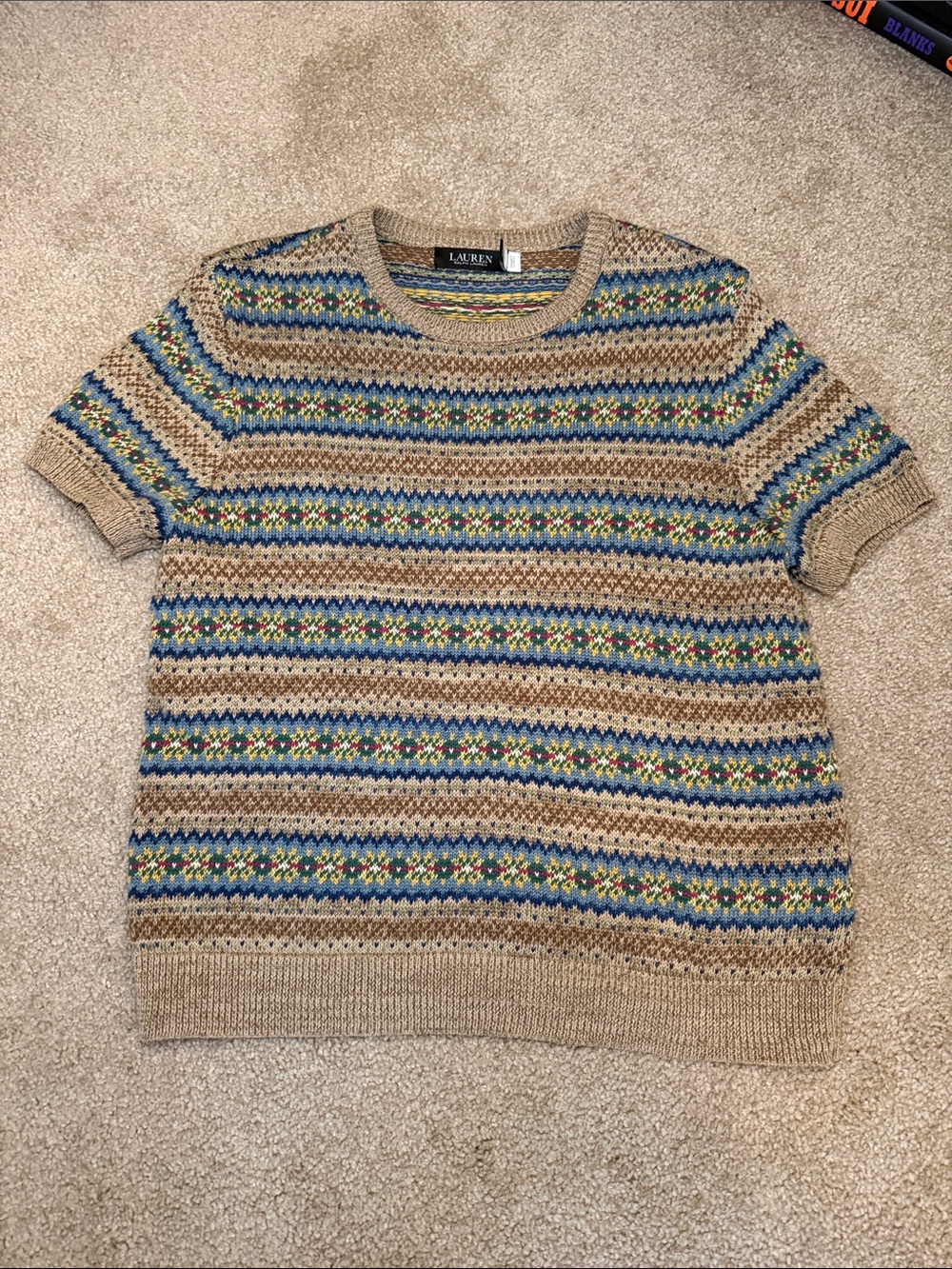 Lauren Ralph Lauren Cotton Linen Blend Short Sleeve Sweater
